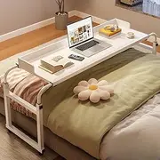 Bed Desk Over The Bed Table with Wheels Overbed Table Over The Bed Desk Over Bed Table Mobile Desk Bed Table with Wheels Computer Table for Bed Overbed Table with Wheels Adjustable Height 2white