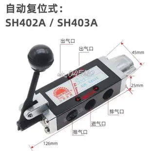 下殺//氣動手動閥SH402氣缸手動閥控制開關閥SH403A自動復位式