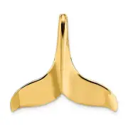 14k Polished Yellow Gold 3-D Whale Tail Chain Slide Charm Pendant