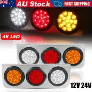 4inch Round LED Tail Light Combination Stop Brake Reverse Truck Ute +Brackets