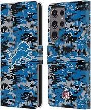 Head Case Designs Officially Licensed NFL Digital Camouflage Detroit Lions Graphics Leather Book Wallet Case Cover Compatible with Samsung Galaxy S24 Ultra 5G