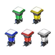 5 x Game Push Buttons Square Push Switches 5 Color LED Light Switch 34x34mm/12V