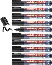 edding 363 Whiteboard Marker - Black - 10 Whiteboard Pens - Chisel Tip 1-5 mm -