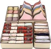 Uandhome Underwear Drawer Organizers Divider, 4 Pack Foldable Clothes Drawer Organisers Underwear Storage Box, Socks Bra Organizer and Storage Boxes for Lingerie, Bra, Undies…