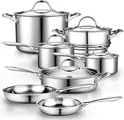 Cooks Standard 00232 Stainless Steel 12-Piece Multi-Ply Clad Cookware Set