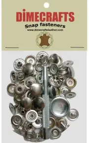 Dimecrafts Leather 5/16 Inch Post Line 24 Snap Button kit CT.15 w/Tools - Nickel