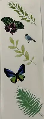 BUTTERFLIES & BRANCH Stickers (6pc)Leaves•Colorful•Bird•Flying •Card Making•