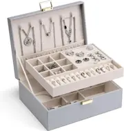 Large 2-Layer Jewelry Box for Women and Girls with Removable Tray
