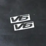 2x Matte Small Black V6 Sep Metal Emblem Badge Decal Sticker Sports Engine Turbo (for: Porsche)