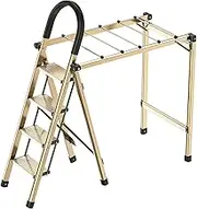 Multifunctional 4 Step Ladder Drying Rack, Folding Step Stool with Anti-Slip Wide Pedal, Lightweight Aluminum Stepladder with Handgrip for Household and Office Space Saving