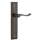 Iver Stirling Door Lever Handle on Stepped Backplate Signature Brass