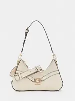 GUESS White Dea Top Zip Shoulder Bag