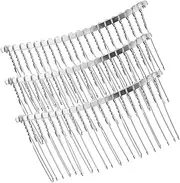 Garneck 3pcs Silver Metal Hair Combs for Bridal Veils Teeth Decorative DIY Hair Clips Durable Hard Metal Wire for Weddings Hairpieces Craft Projects