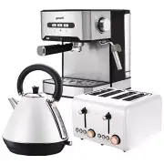 NNEDSZ Pronti Toaster, Kettle & Coffee Machine Breakfast Set - White