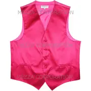New Men's Tuxedo Vest Waistcoat Horizontal Stripes prom party wedding Hot Pink