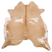 100% Natural Genuine Cowhide Rug/Carpet Beige & White Regular Design Asst