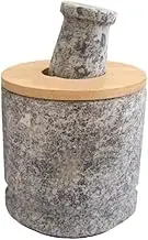 Traditional Grind, Household Stone Mortar Bluestone Garlic Pounder Kitchen Manual Garlic Masher Pestle Set Medicine Grinder Masher(11x8cm)