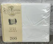 Select Edition Vintage Full Flat Sheet White USA Deadstock Bedding Cotton Blend