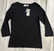 NWT- Chico's 3/4 Sleeve Black Pull Over Top - size 0