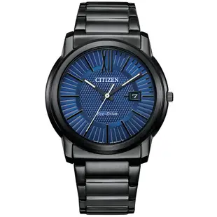 CITIZEN星辰PAIR光動能不鏽鋼日期顯示對錶 男款 -極夜藍42mm(AW1217-83L)