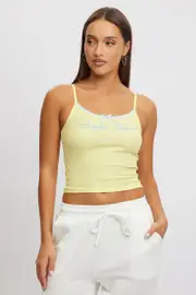 Yellow Graphic Singlet Rib - Size 16XL, Women's Singlet