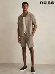 Reiss Tobacco Brown Teti Zig-Zag Knit Drawstring Shorts (F97884) | $180