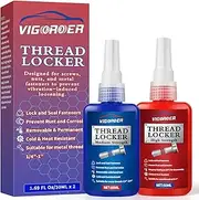 Vigorder Thread Lock Medium and High Strength, Thread Locker for Nuts, Bolts, Fasteners and Metals to Prevent Loosening and Leakage, Blue and Red