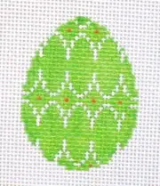Green Easter egg Hand Painted Needlepoint Canvas