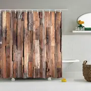 Catzon Vintage Wooden Printed Shower Curtains Bathroom Decor Accessory-22