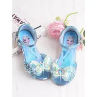 在飛比找ETMall東森購物網優惠-愛莎公主涼鞋時尚小女孩軟底藍色水鉆兒童冰雪奇緣夏季女童平底鞋