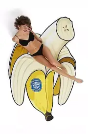 Big Mouth Inc Giant Size Yellow & White Banana Beach Blanket Towel 78.5 x 50 NIP