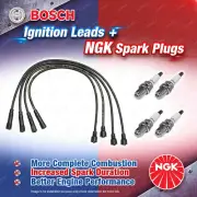 4 NGK Spark Plugs + Bosch Ignition Leads for Honda Prelude BA B21A F22B BB H22A1 (for: Honda)