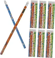 JEWEDECO 48Pcs Back to School Pencils with Erasers Fun Designs for Students for Rewards and Party Supplies Lightweight Writing Tools for Classroom and Sketching