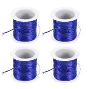 4 Rolls 25 Yards Metallic Cord Tinsel Rope Ribbon Wrap Thread Blue