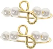 [Tofficu] 4sets Anxiety Relief Stress Ring Gold Pearl Fidget Ring Chic Fashion Finger Pearl Decor 2pcs*4