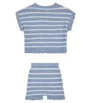 [Suncracy] Suncracy Rayas cotton cardigan and shorts set Y 14 blue