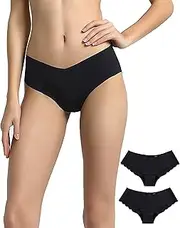 [Vanever] Women's No VPL Panties, 2 Pack, Invisible Hipster Underwear, Low Rise Bikini Underwear