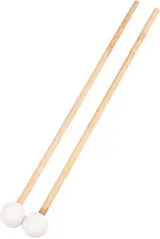 HONITANO 1 Pair White Percussion Mallets with Handles Glockenspiel Drumsticks for Durable Educational Musical Instruments Weight and Balance for All Percussion Instruments