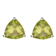 Trillion 6 MM Peridot 925 Sterling Silver Women Stud Earring Jewelry