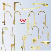 WELS Square/Round Brushed Gold Kitchen Mixer Basin Faucet Sink Faucet Shower Set