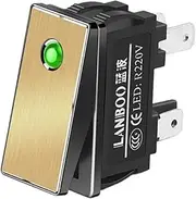 SKXMOD 28.4X10.5MM Series Safe high Current Rocker Switch 16Amp high Current 2NO with LED 2 Gears 12V 24V 220V(Green(Gold Panel),5-24V)