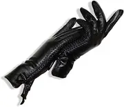 [Bollrllr] Winter Fashion Solid Black Women's Gloves Winter Warm Ladies Fleece Gloves Real Leather Soft Women's Gloves