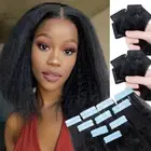 Kinky Straight Tape in Hair Extensions Remy Human Hair Skin Weft For Black Women