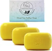 Natural Elephant Dead Sea Sulfur Soap 4.4 oz with Dead Sea Salt, Aloe Vera, Sulphur Face and Body Cleanser Bar for All Skin Types (3 Pack (13.2 oz Total))