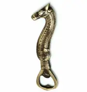 New Brass Bottle Bar Soft Drink Beer Soda Can Opener Sea Horse Shape