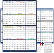 2025 Wall Planner Calendar with Markers & Stickers, 88X59CM Reusable Dry Erase Calendar, Two-sided Colorful Erasable Wall Calendar, 2025 Monthly Planner Wall Calendar for Office, Classroom, Home