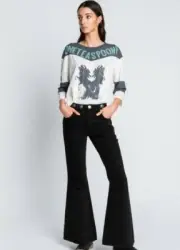 Free People X One Teaspoon BLACK CONCHO MARINES MID WAIST EXTREME FLARE JEANS