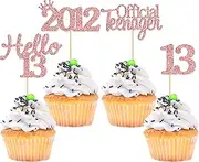 Gyufise 24 Pack 13th Birthday Cupcake Toppers Hello 13 Thirteen Official Teenager Since 2012 Cupcake Picks 13th Birthday Party Cake Decorations Supplies Rose Gold