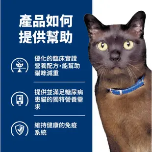 希爾思 Hill's 貓用 m/d(md)貓處方血糖及體重管理 貓用處方飼料 4磅(1.81kg)