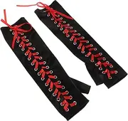 [FRCOLOR] 2 Pcs Elegant Satin Punk Gloves with Ribbon Ties Stylish Elbow Accessories for Costume Parties and Dance Events Unique Fishnet Arm Sleeves for Women Versatile Fashion Statement
